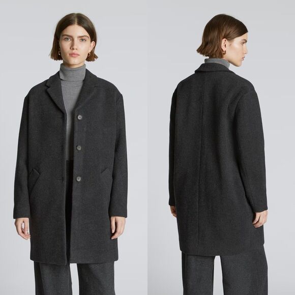 Everlane Jackets & Blazers - Everlane The Italian ReWool Cocoon Coat Heathered Black Women Medium NWT Button